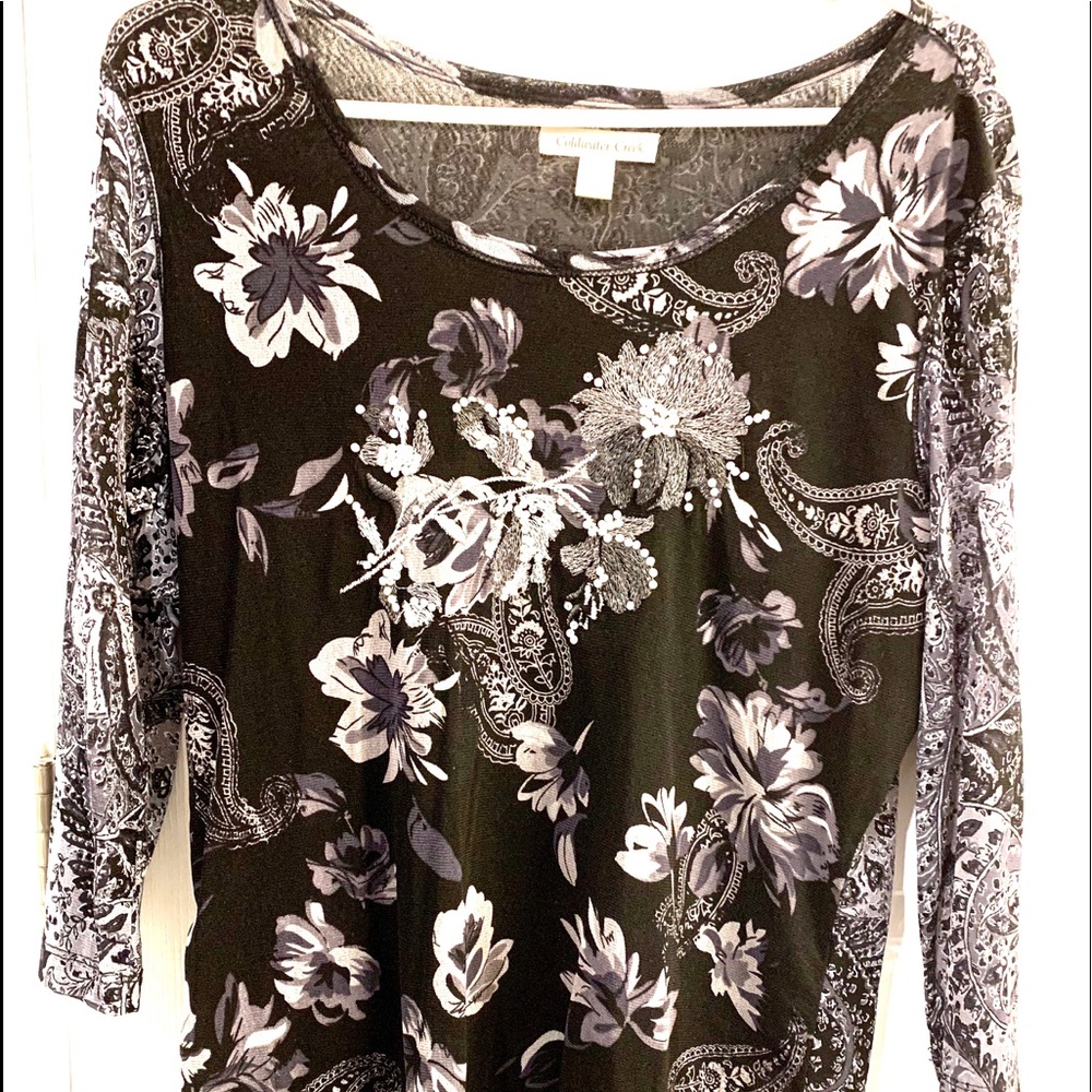 Coldwater Creek Black & White Floral Top.